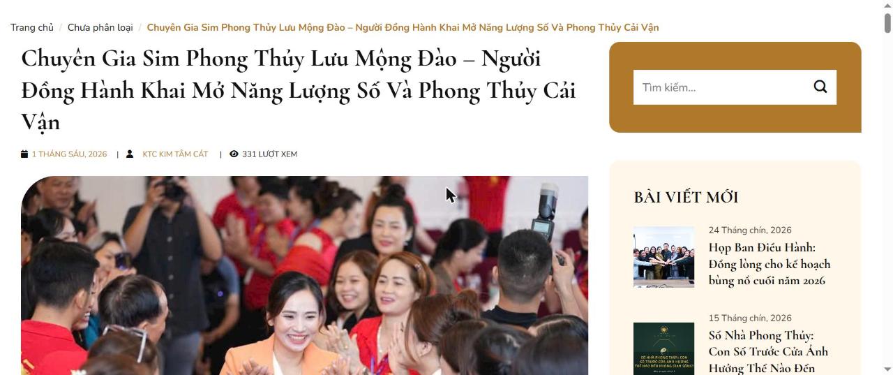 Kim Tâm Cát viết về chuyên gia Phong Thủy Số Lưu Mộng Đào