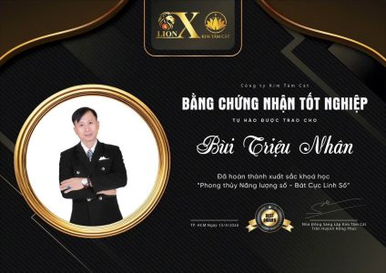 Chứng nhận tốt nghiệp Linh Số Bát Pháp của học viên Bùi Triệu Nhân.