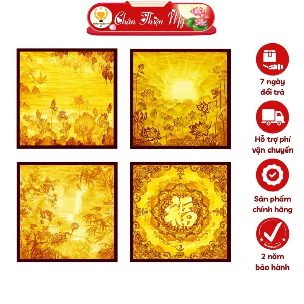 Tranh đèn trúc chỉ vuông CHÂN THIỆN MỸ CTC-TV-03