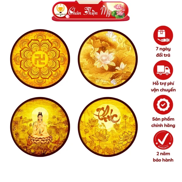 Đèn hào quang trúc chỉ kim sa CHÂN THIỆN MỸ CTC-HQ-08